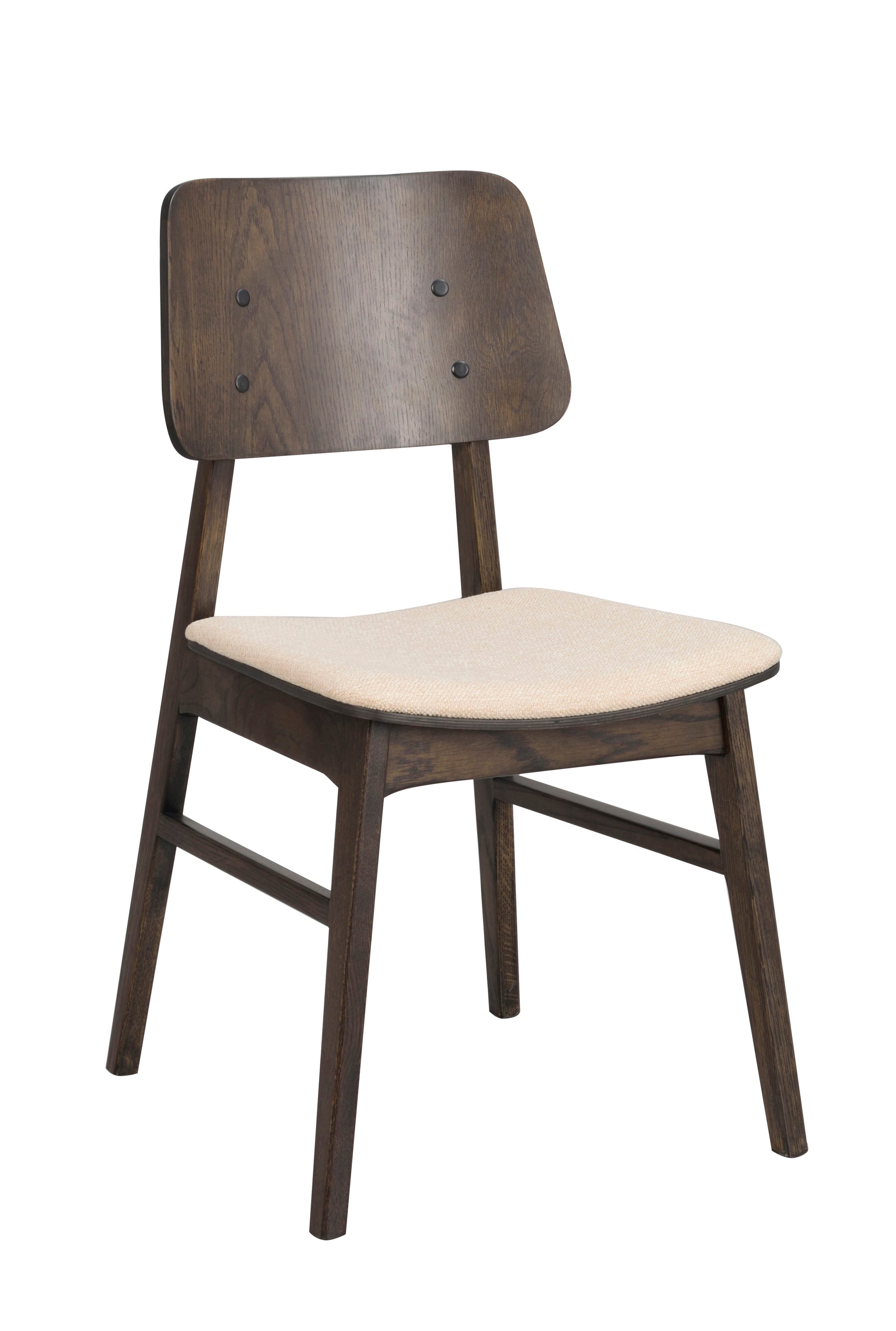NAGANO Set of 2 Chairs – brown oak/beige fabric – 5