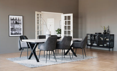 REILY Set of 2 Armchairs – dark grey/black metal legs – 3