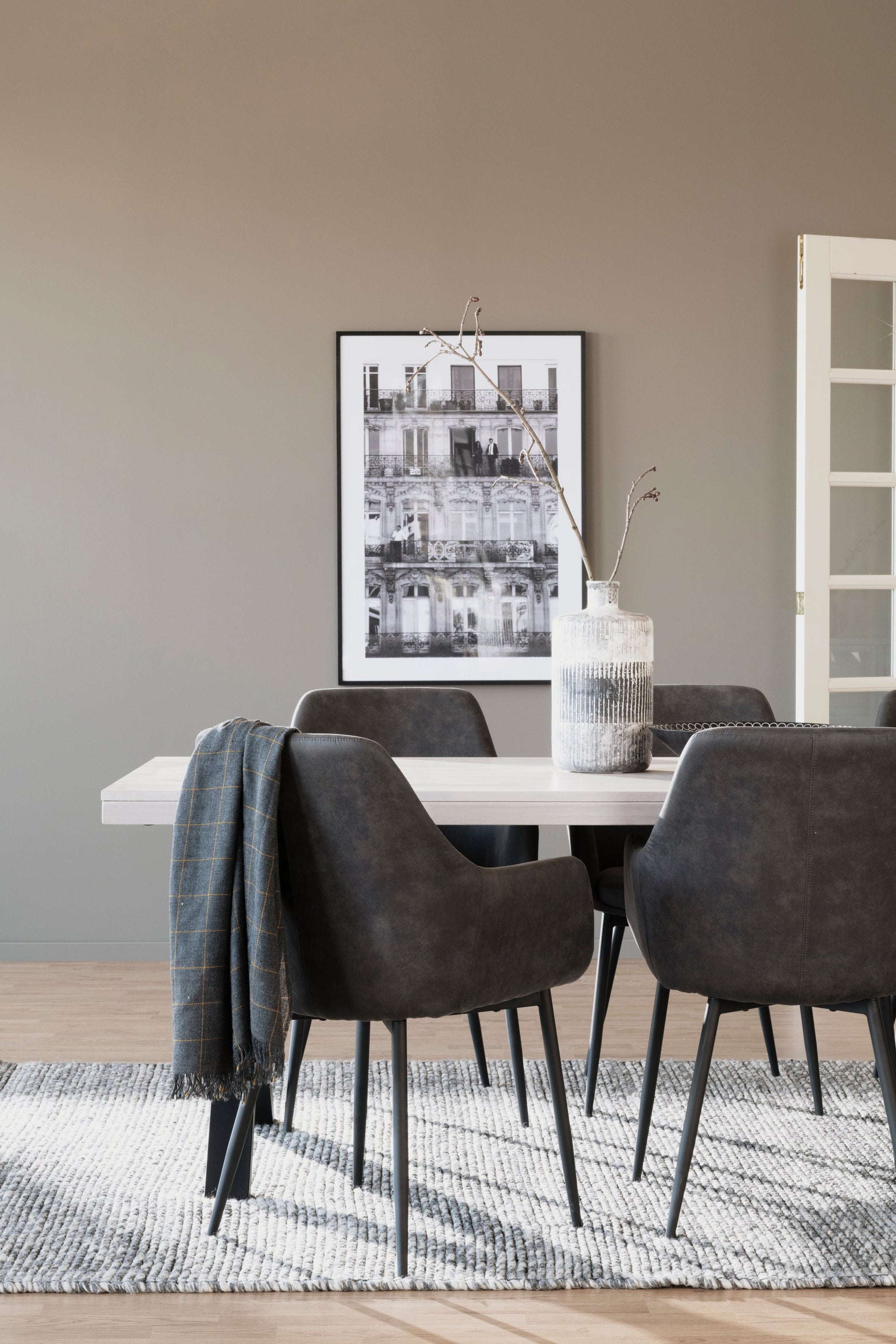 REILY Set of 2 Armchairs – dark grey/black metal legs – 4