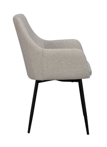REILY Set of 2 Armchairs – beige fabric/black metal legs – 6