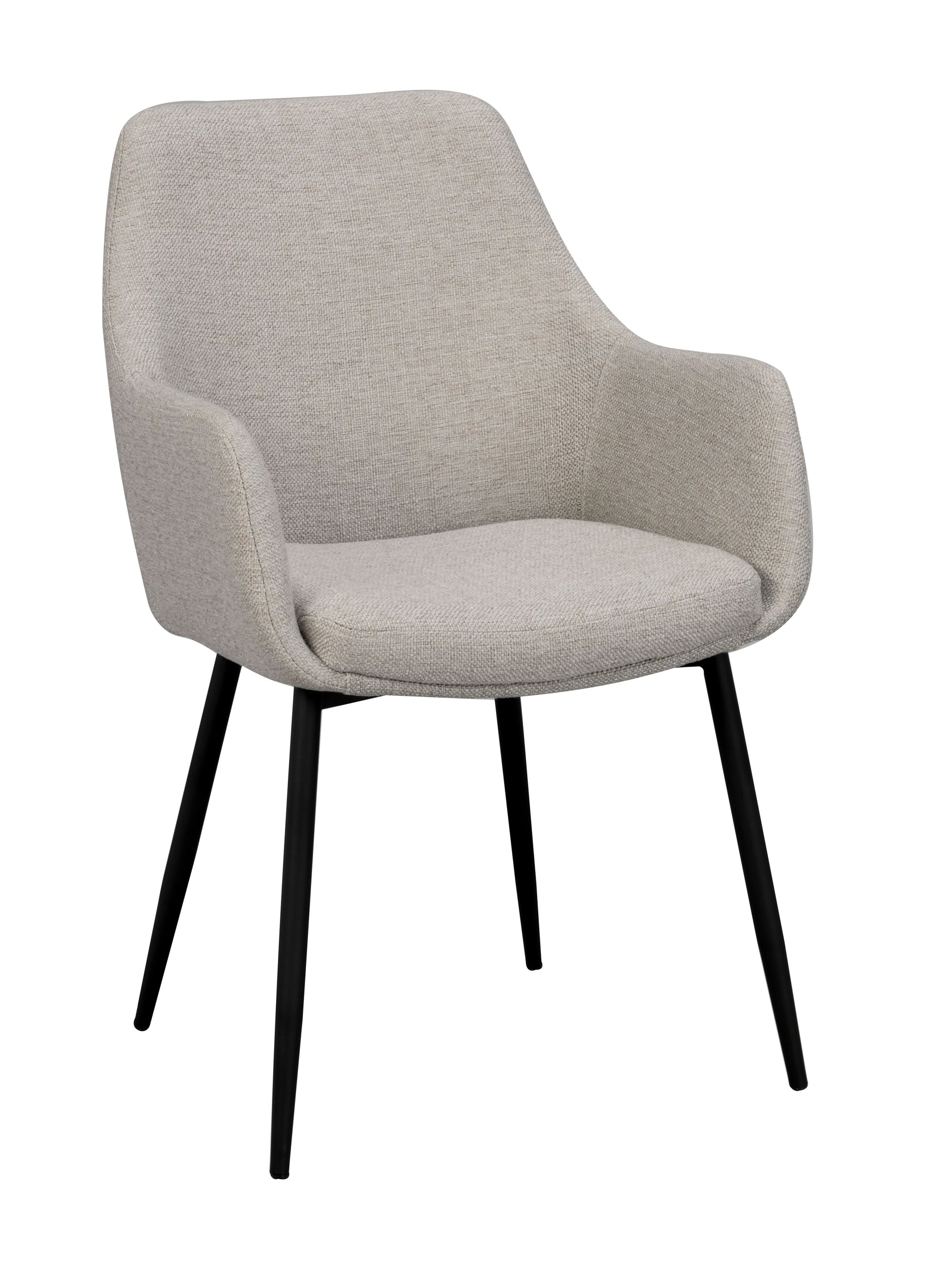 REILY Set of 2 Armchairs – beige fabric/black metal legs – 5