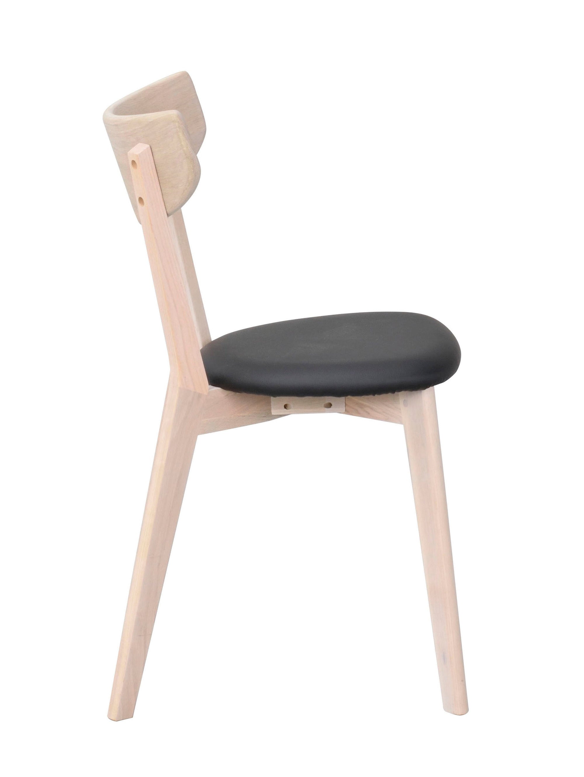 AMI Set of 2 Chairs – whitewashed oak/ black PU seat – 7