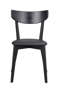 AMI Set of 2 Chairs – black stained oak/ black PU seat – 1