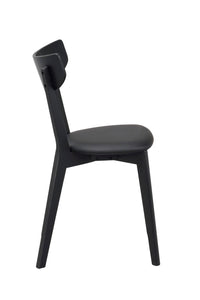 AMI Set of 2 Chairs – black stained oak/ black PU seat – 12