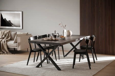 AMI Set of 2 Chairs – black stained oak/ black PU seat – 4