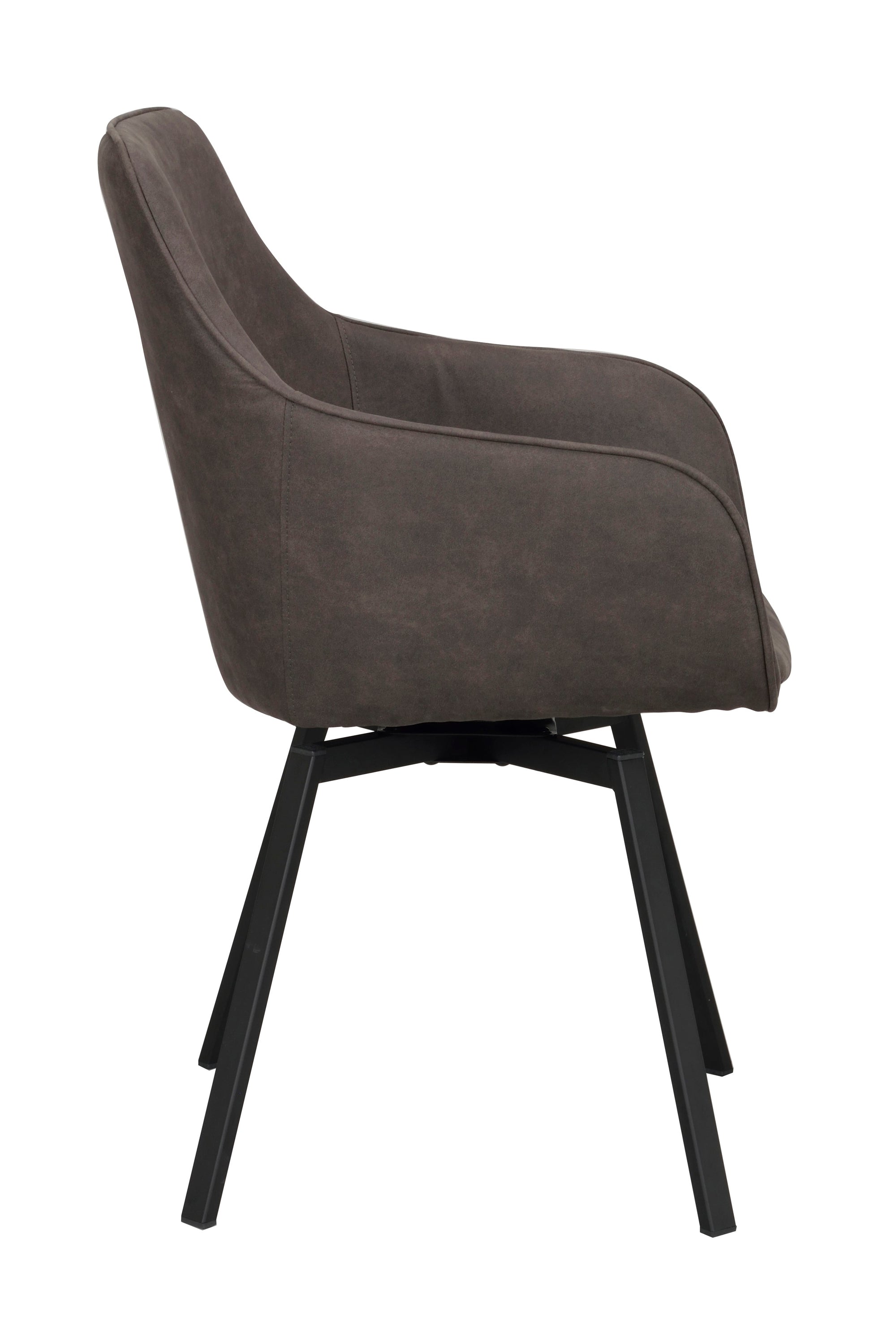 Alison Swivel Dining Armchair with Metal Legs (Set of 2) – Dark Grey Microfibre / Black Metal – 4
