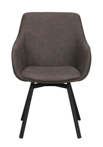 Alison Swivel Dining Armchair with Metal Legs (Set of 2) – Dark Grey Microfibre / Black Metal – 1