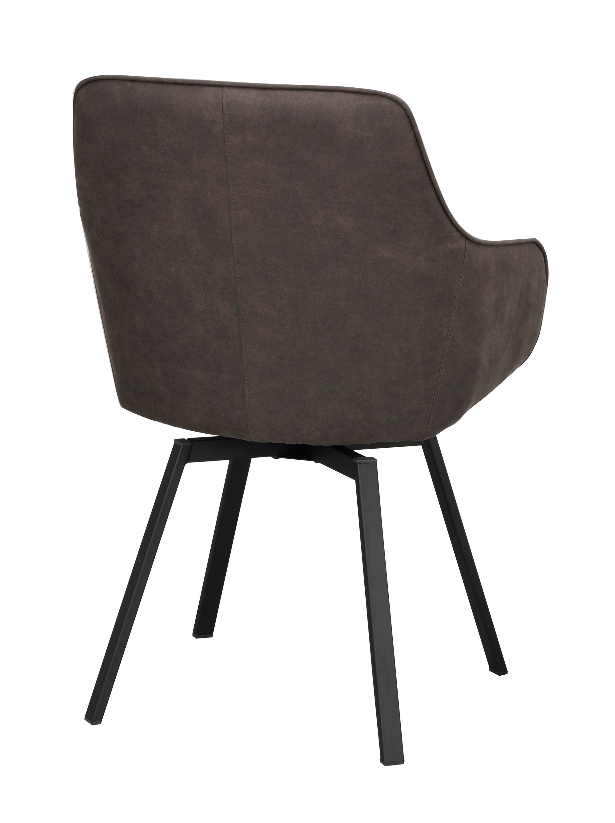 Alison Swivel Dining Armchair with Metal Legs (Set of 2) – Dark Grey Microfibre / Black Metal – 5