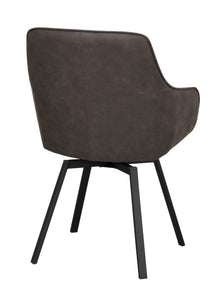 Alison Swivel Dining Armchair with Metal Legs (Set of 2) – Dark Grey Microfibre / Black Metal – 5