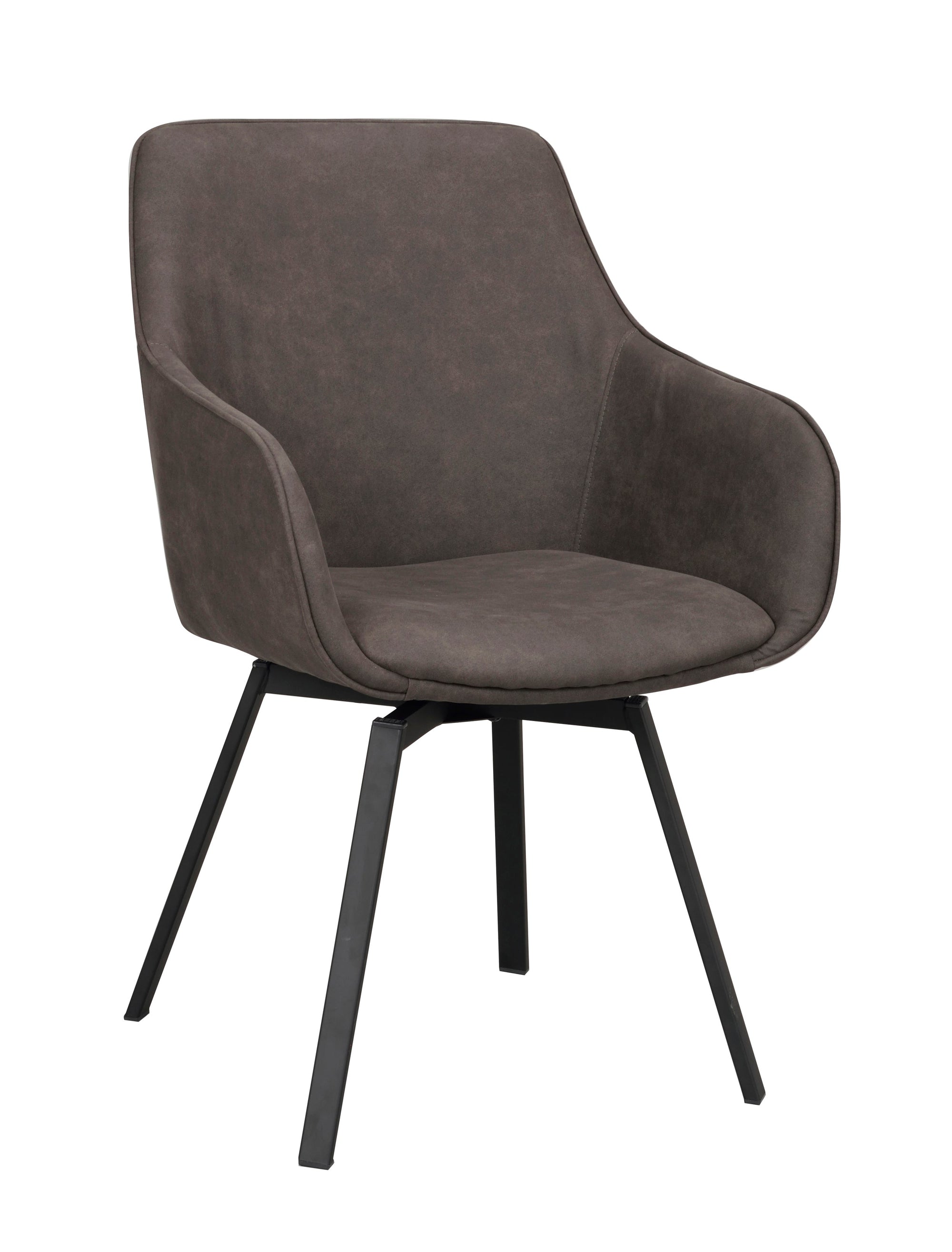 Alison Swivel Dining Armchair with Metal Legs (Set of 2) – Dark Grey Microfibre / Black Metal – 3
