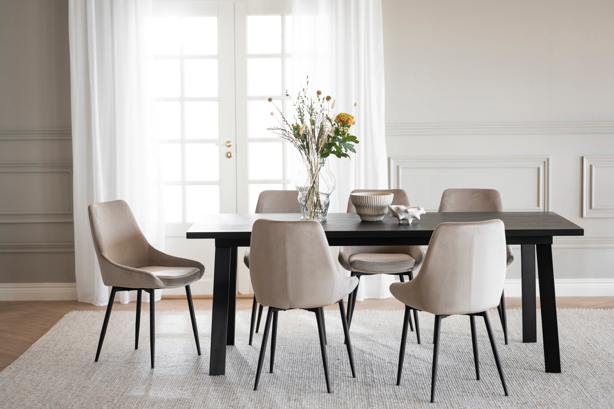 SIERRA Velvet Set of 2 Chairs – Beige Velvet – 3