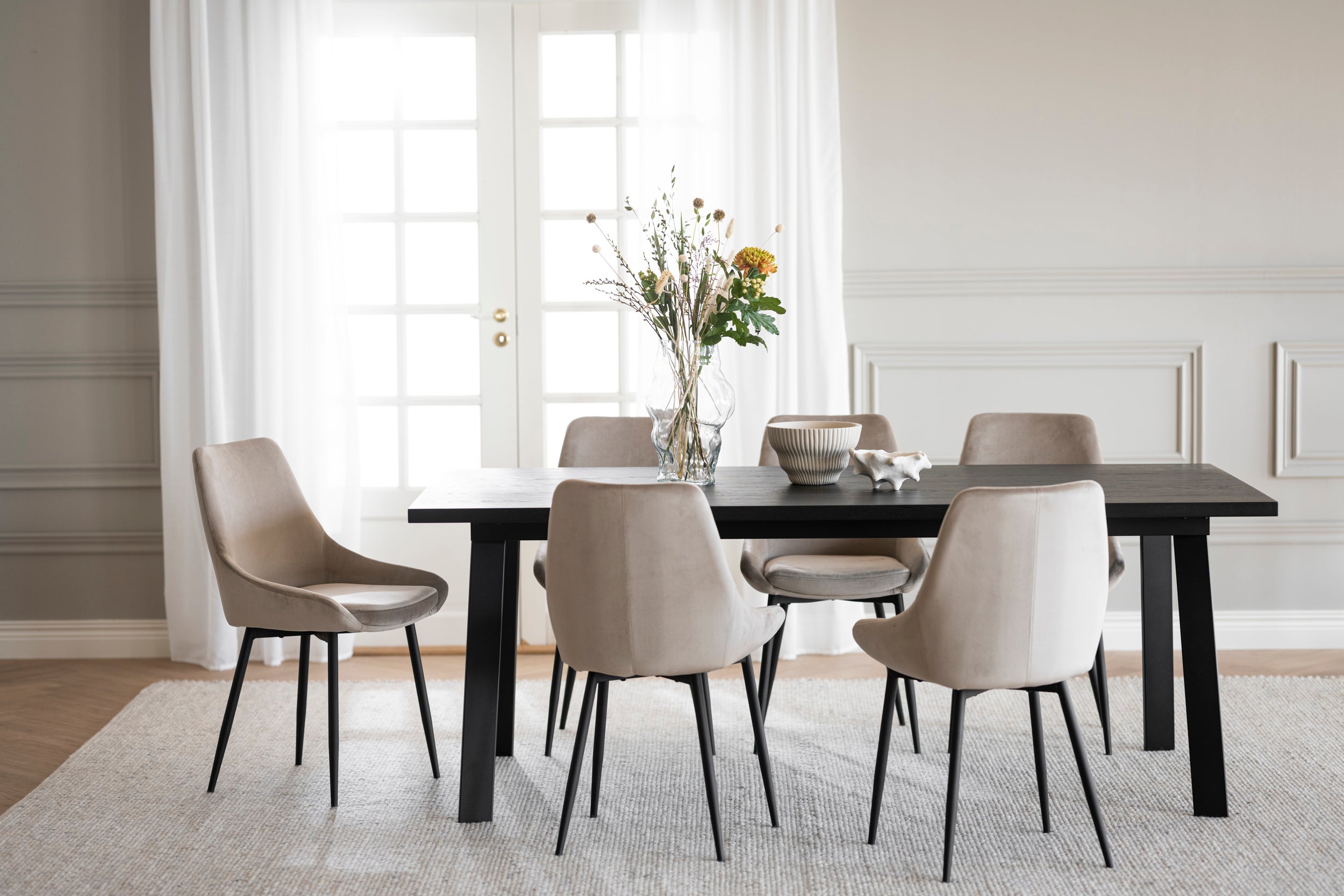 SIERRA Velvet Set of 2 Chairs – Beige Velvet – 3