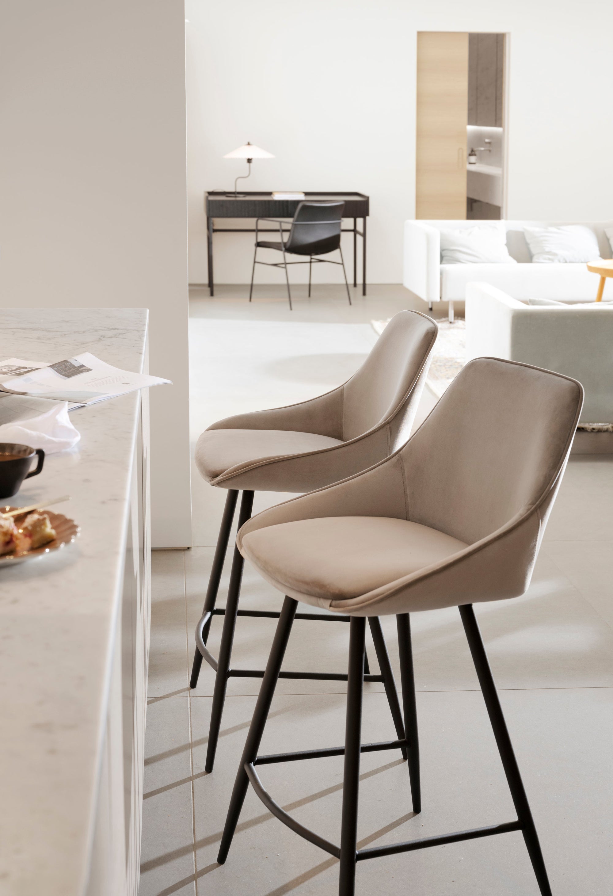 Sierra Bar Chair (2-Pack) – Beige Velvet – 2