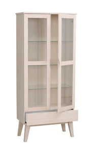 FILIPPA Glass Cabinet with Drawer – Whitewashed Oak – 13