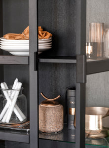 EVERETT HIGH Glass Cabinet – Black Stained Oak – 4