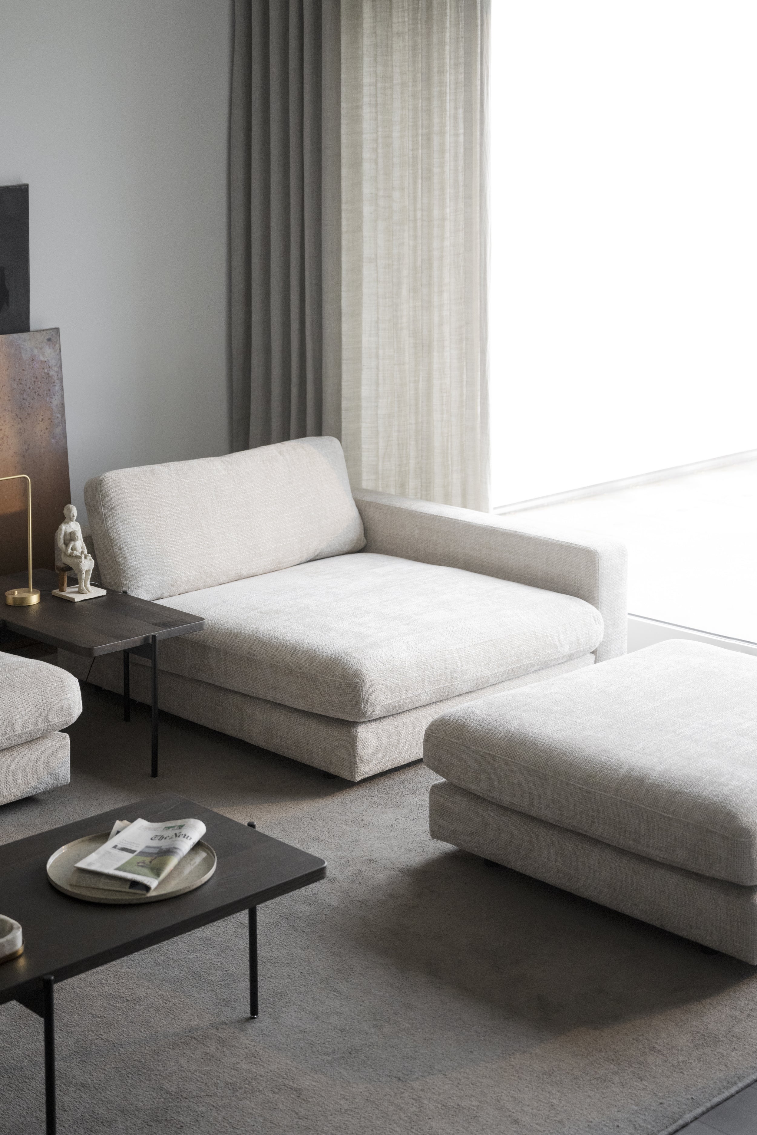Duncan 1.5-Seater Chaise Longue – Right / Light Grey – 2