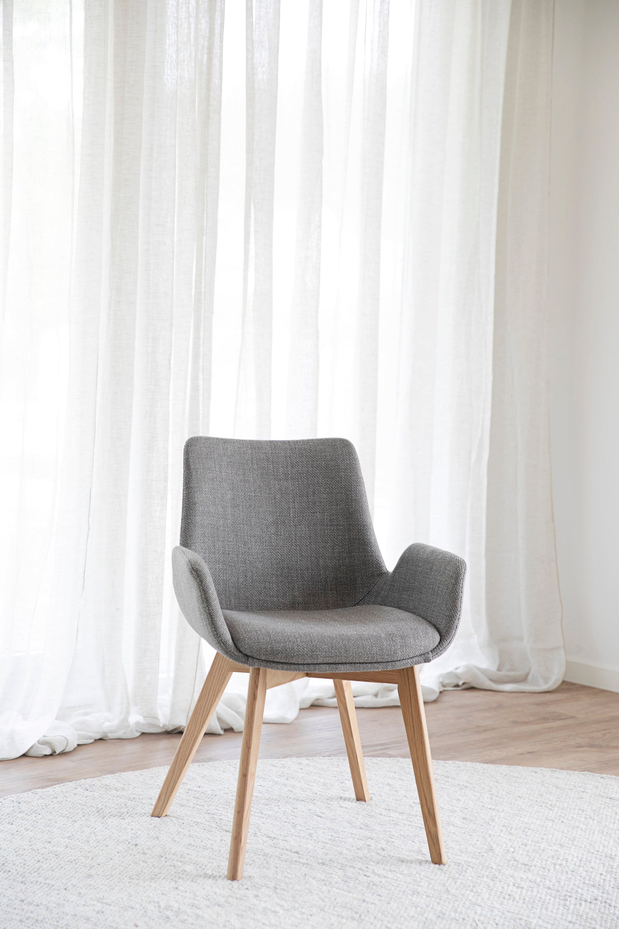 DRIMSDALE Grey Set of 2 Armchairs – Oak – 2