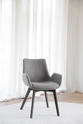 DRIMSDALE Grey Set of 2 Armchairs – Brown oak – 2