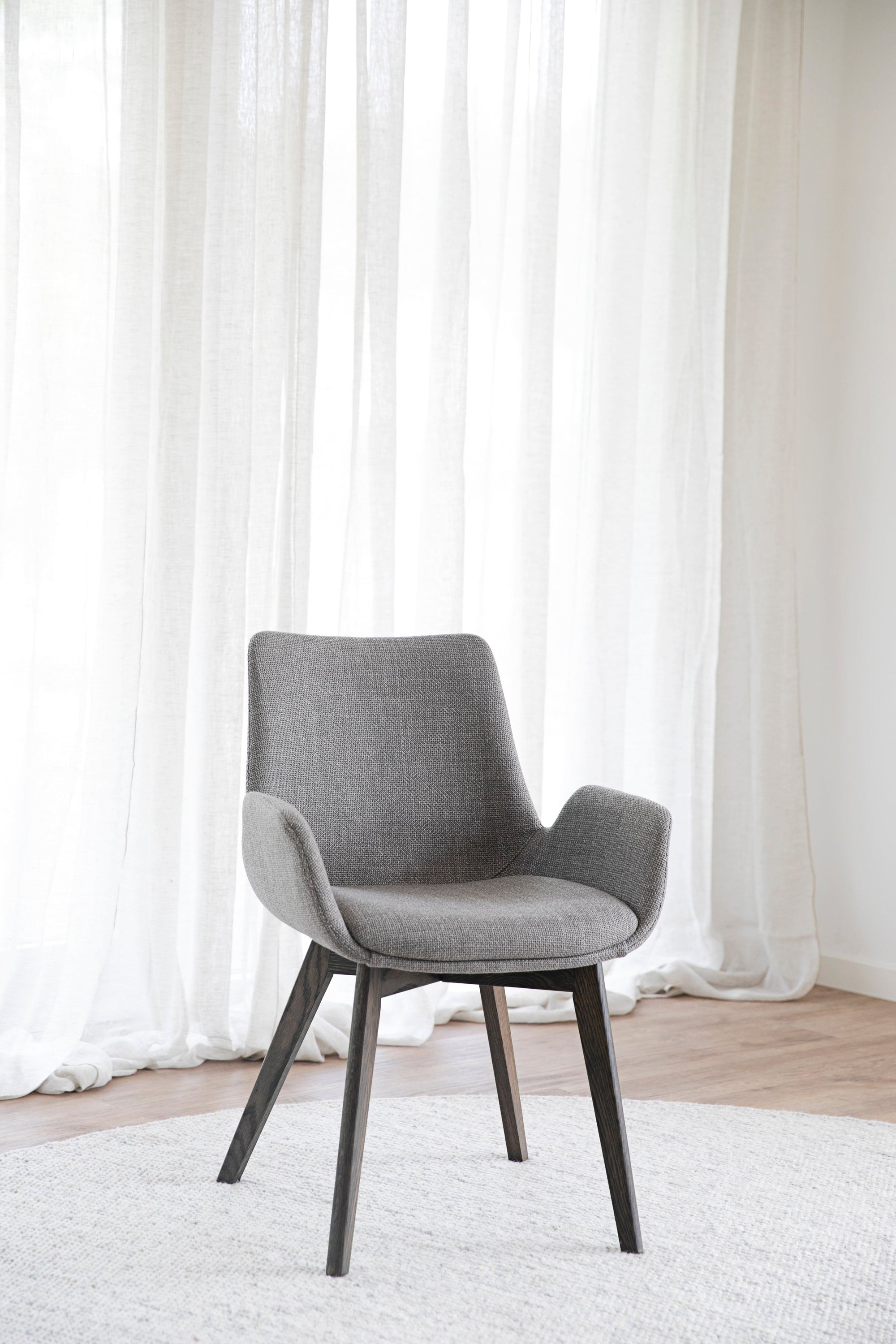 DRIMSDALE Grey Set of 2 Armchairs – Brown oak – 2