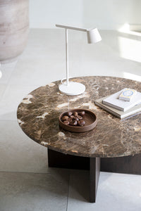 BROOKSVILLE Round Coffee Table Ø90 – Brown marble & whitewashed oak – 3