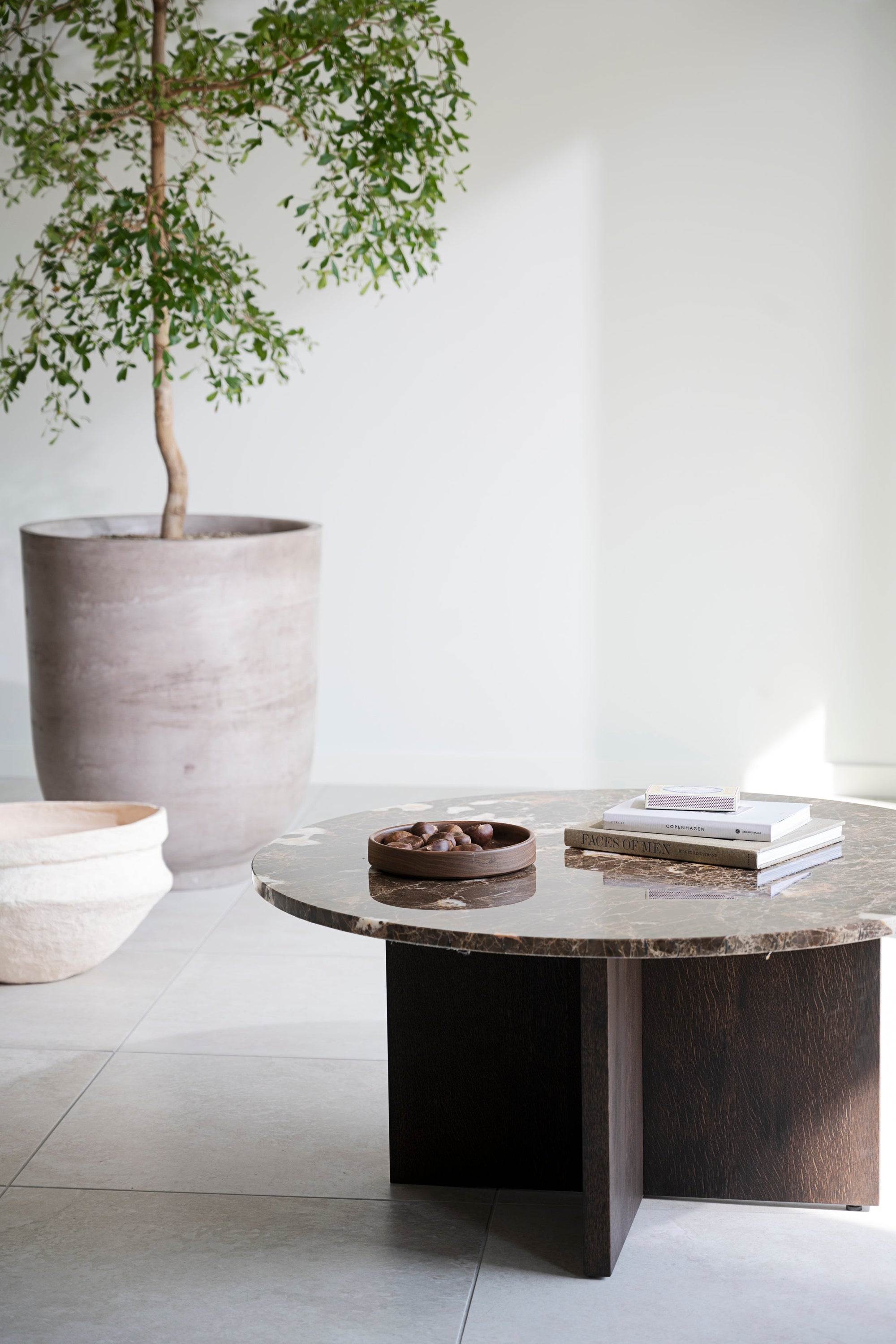 BROOKSVILLE Round Coffee Table Ø90 – Brown marble & brown oak – 4