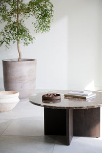 BROOKSVILLE Round Coffee Table Ø90 – Brown marble & brown oak – 4