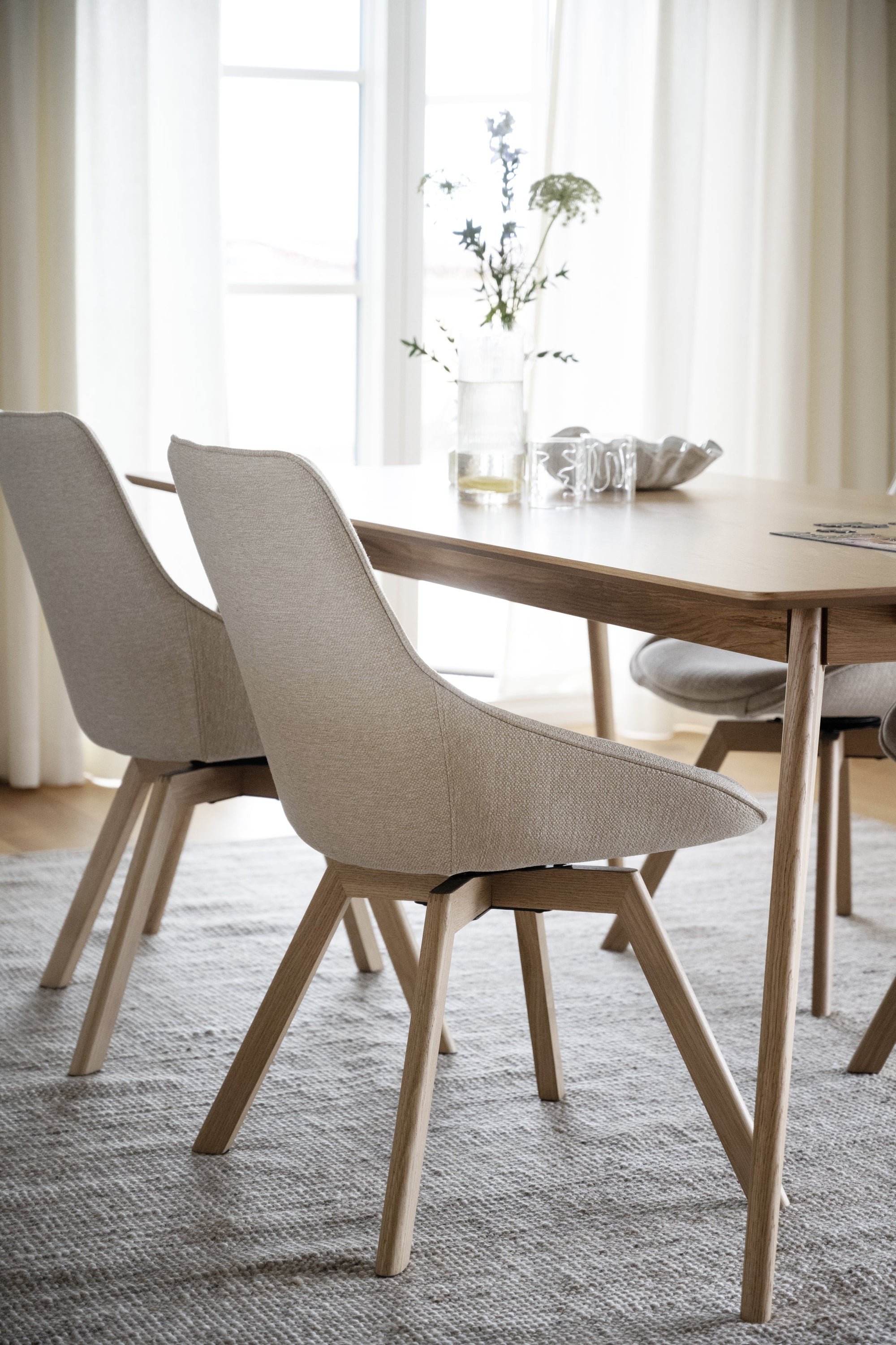 Alison Swivel Dining Chair with Oak Legs (Set of 2) – Light Beige Fabric / Oak – 3