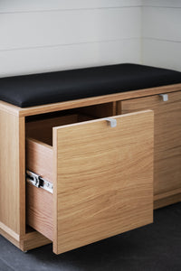 CONFETTI 2 Drawer Bench – Oiled oak / black fabric – 4