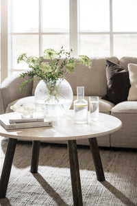 Taransay Travertine Coffee Table Ø90 cm – Beige / Brown Oak – 2