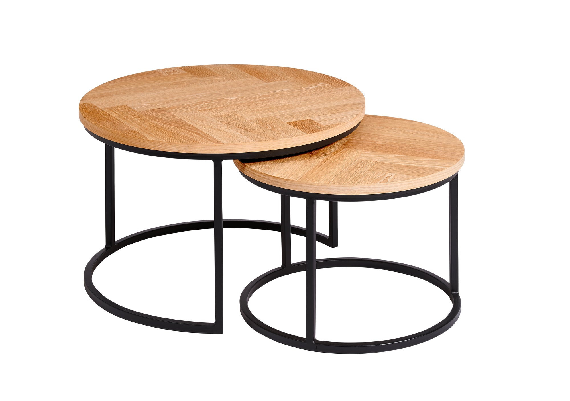 CASØ COFFEEBREAK Coffee Tables with Herringbone Set of 2 Ø75/Ø58CM