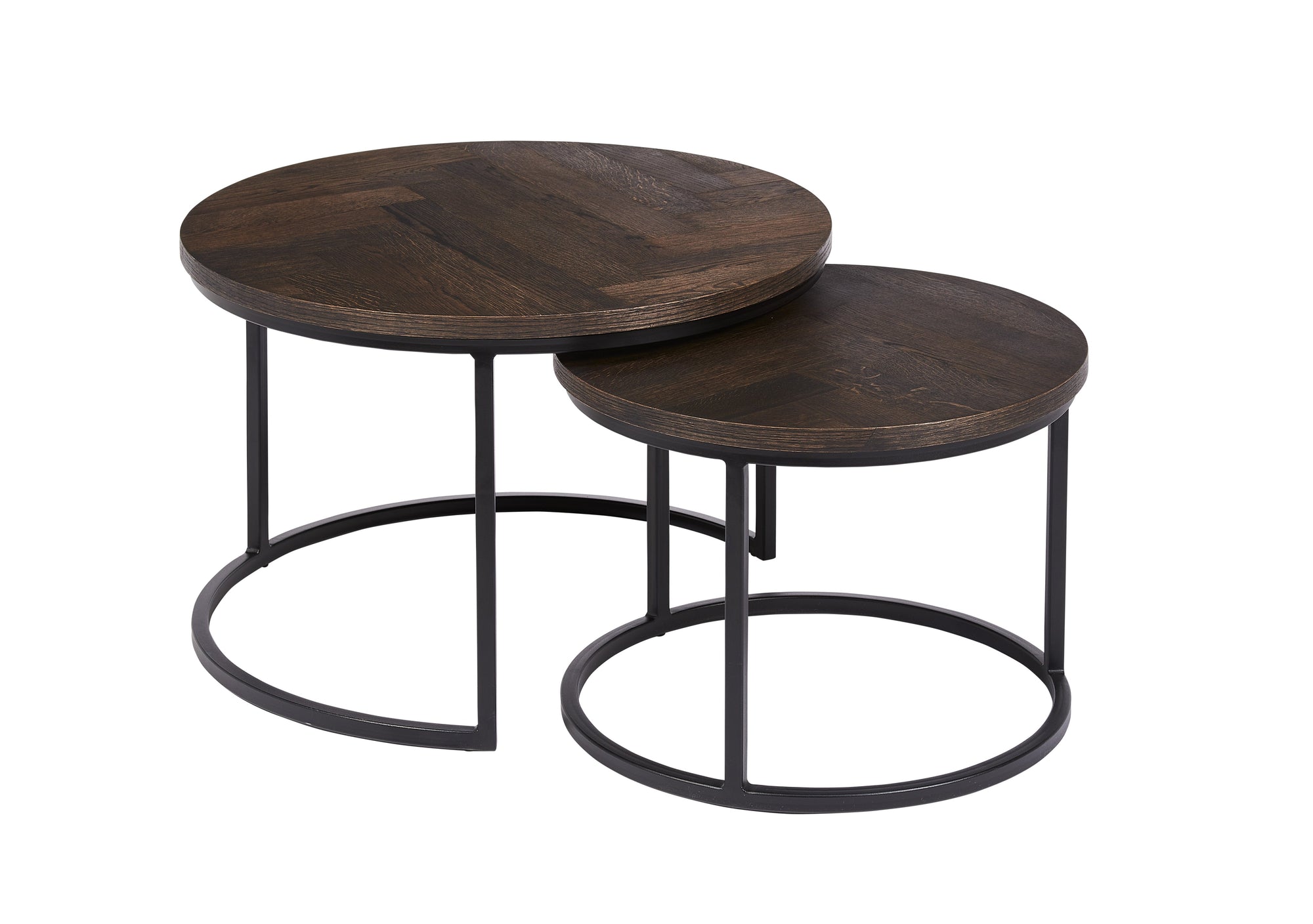 CASØ COFFEEBREAK Coffee Tables with Herringbone Set of 2 Ø75/Ø58CM