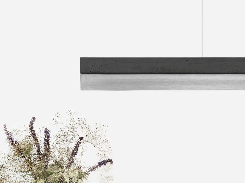 [C1] Concrete & Stainless Steel Pendant Light 122CM