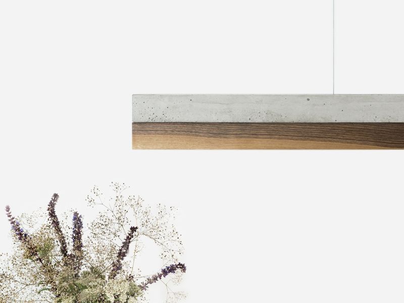 [C1] Concrete & Walnut Pendant Light 122CM