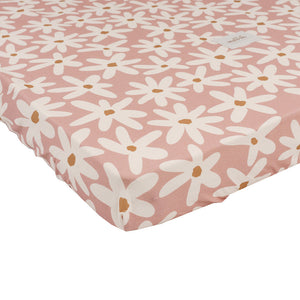 Blush Daisies Cotton Fitted Sheet by Malomi Kids