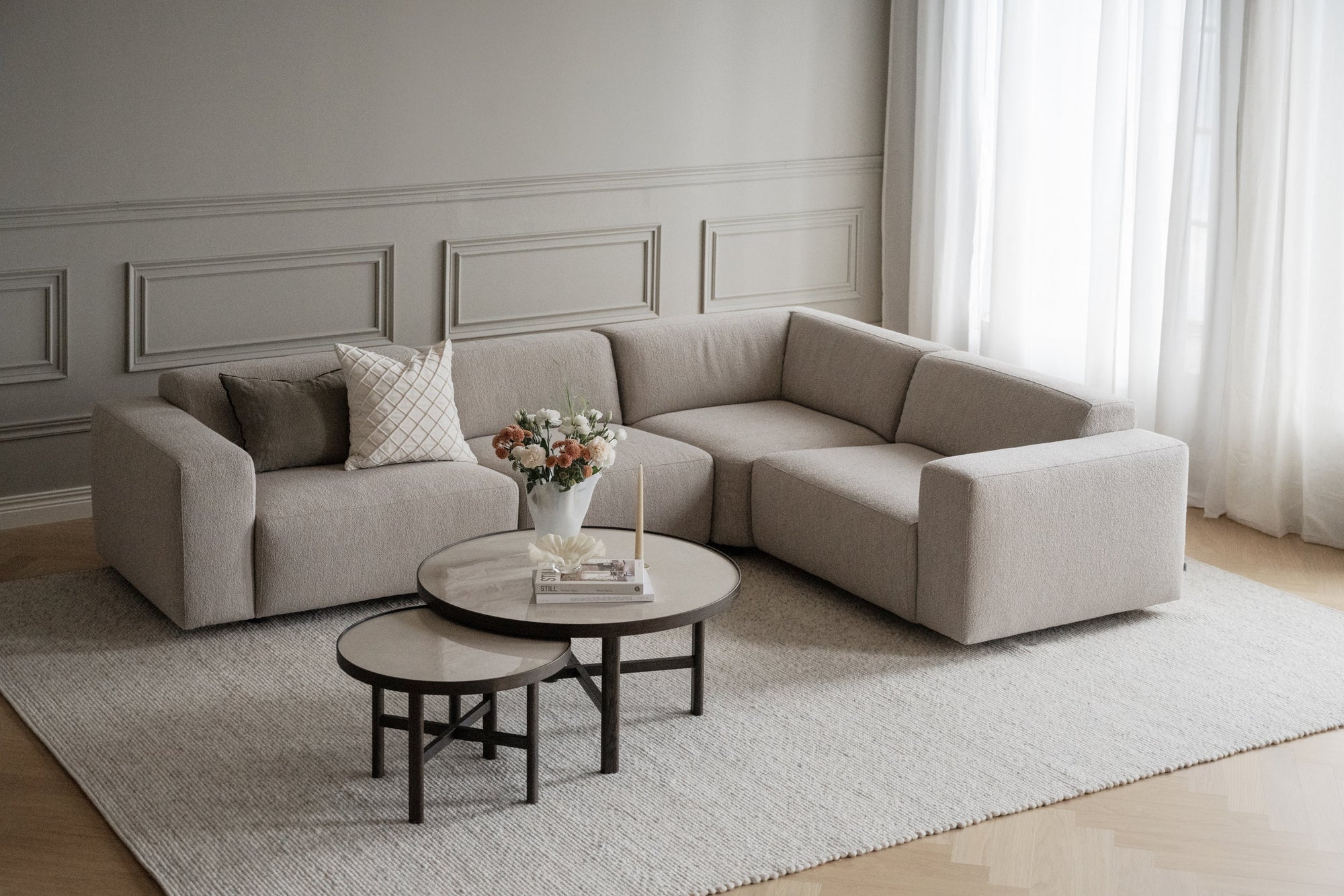 Willard Corner Sofa 2+3 Seater – Light Beige – 2