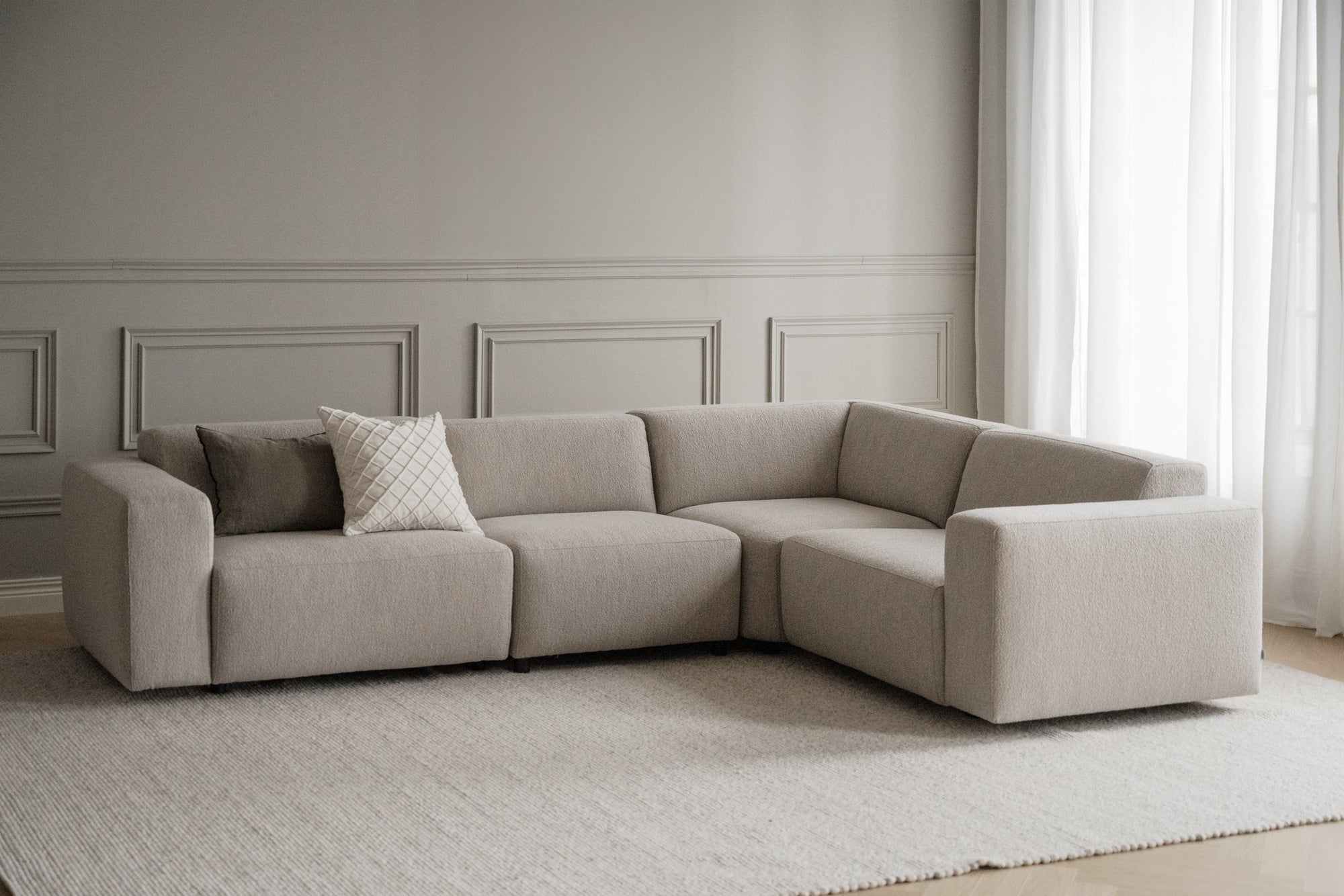 Willard Corner Sofa 2+3 Seater – Light Beige – 3