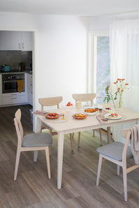 FILIPPA Dining Table 140CM/240CM – Whitewash top and legs / 140CM Standard Table – 2