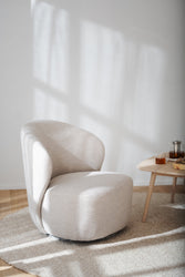 Roselawn Swivel Lounge Chair – Light Beige Bouclé – 2