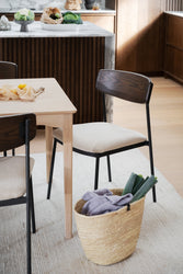 Maymont Stackable Dining Chair (Set of 2) – Brown Oak / Light Beige – 2