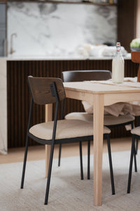 Maymont Stackable Dining Chair (Set of 2) – Brown Oak / Light Beige – 3