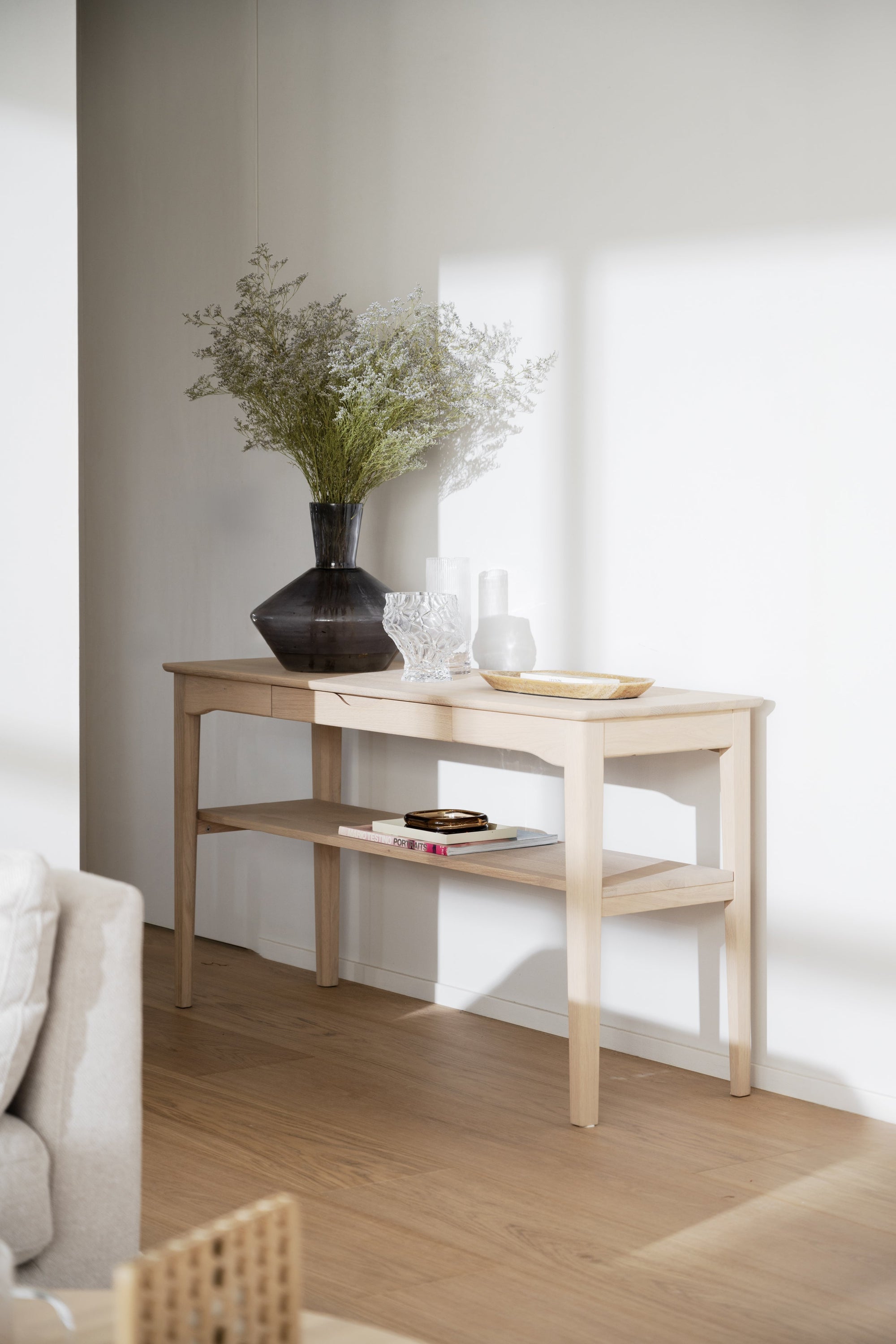 Markham Console Table with Drawer – Whitewash Oak – 2