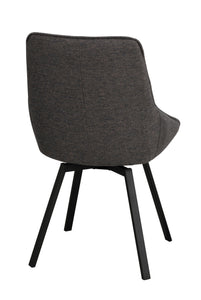 Alison Swivel Dining Chair with Metal Legs (Set of 2) – Grey Fabric / Black Metal – 6