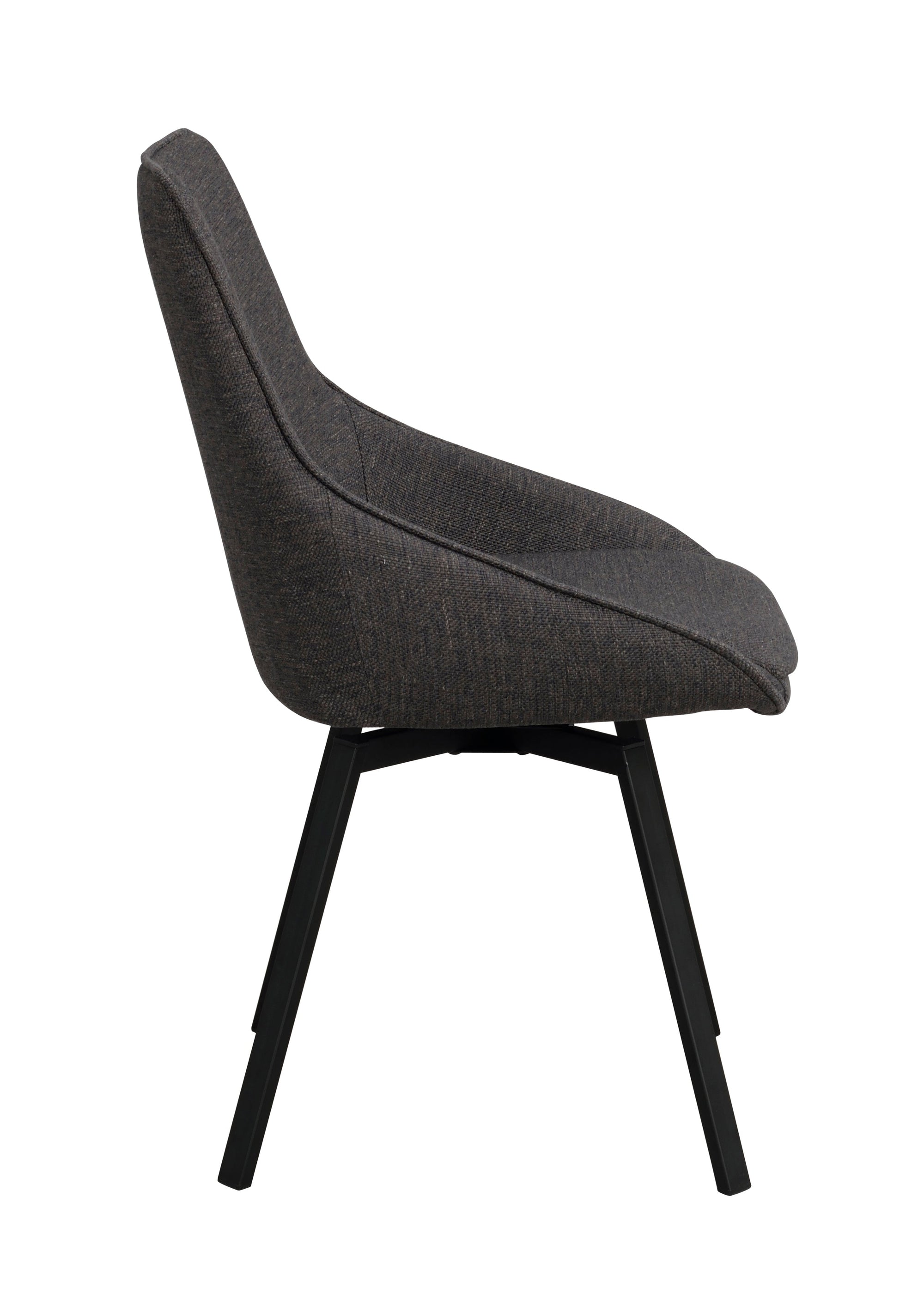 Alison Swivel Dining Chair with Metal Legs (Set of 2) – Grey Fabric / Black Metal – 5