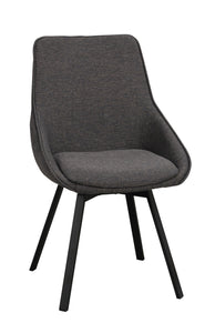 Alison Swivel Dining Chair with Metal Legs (Set of 2) – Grey Fabric / Black Metal – 4
