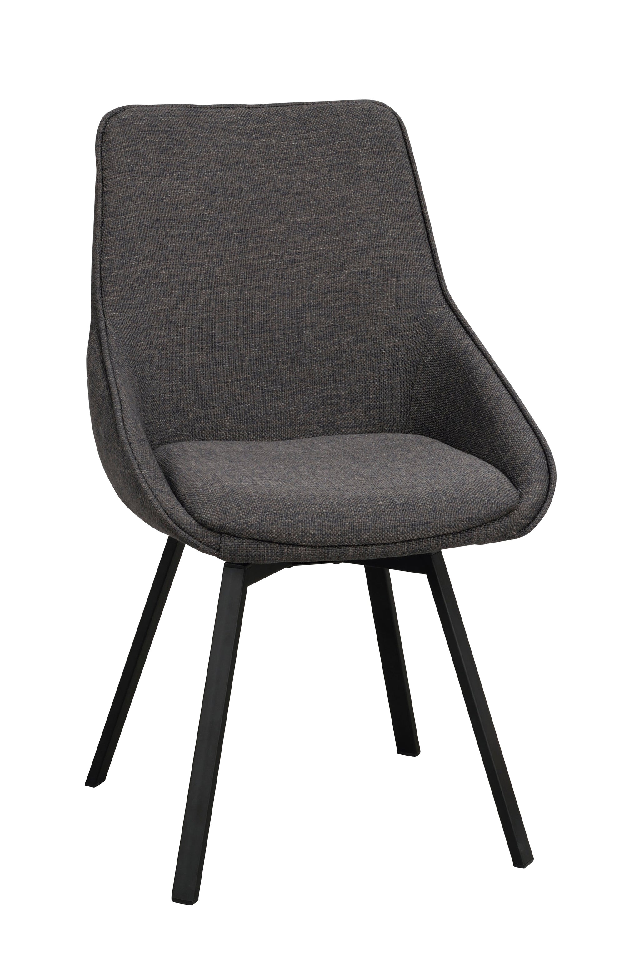 Alison Swivel Dining Chair with Metal Legs (Set of 2) – Grey Fabric / Black Metal – 4