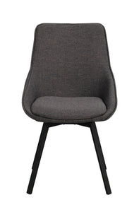 Alison Swivel Dining Chair with Metal Legs (Set of 2) – Grey Fabric / Black Metal – 1