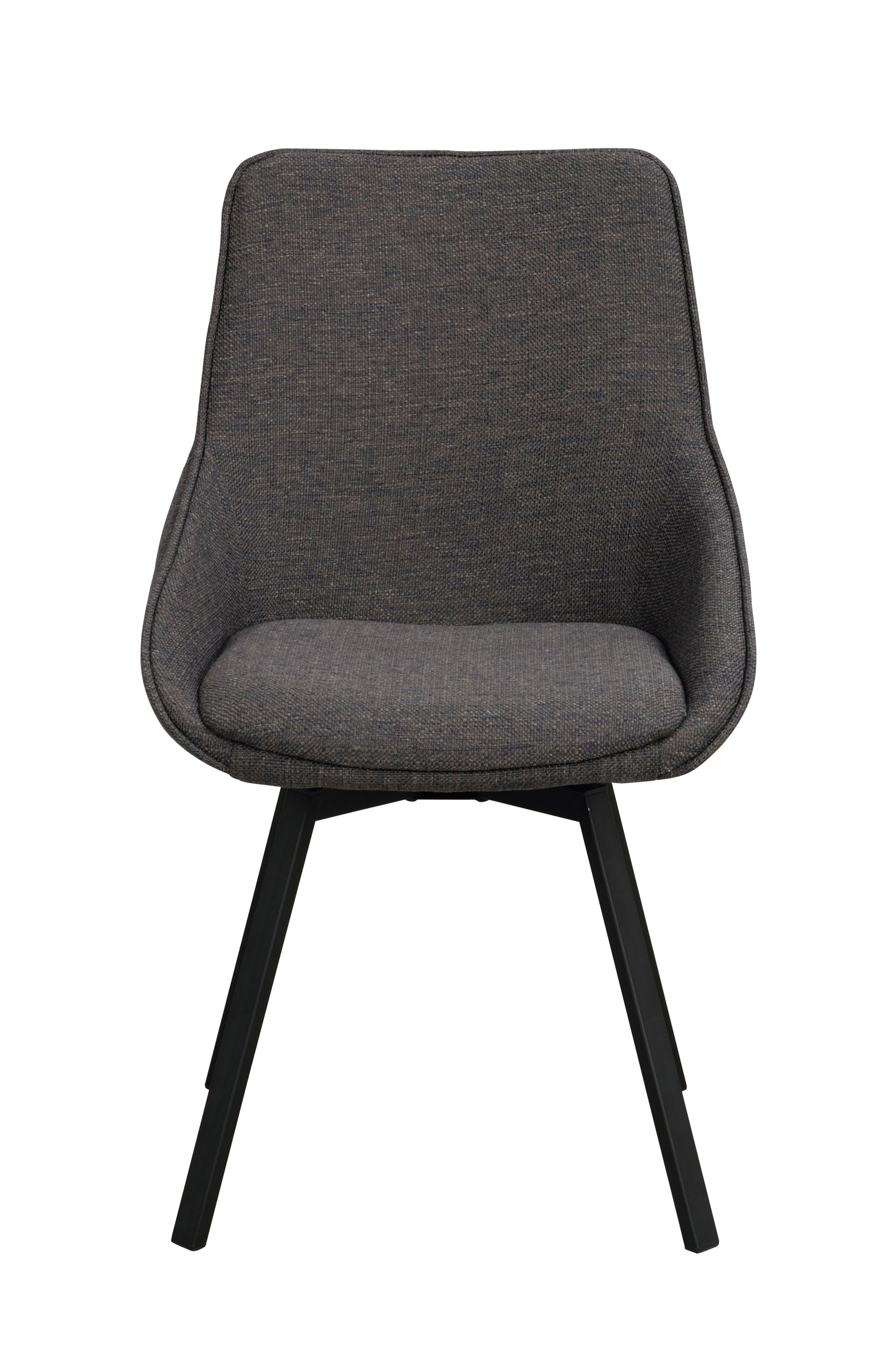Alison Swivel Dining Chair with Metal Legs (Set of 2) – Grey Fabric / Black Metal – 1