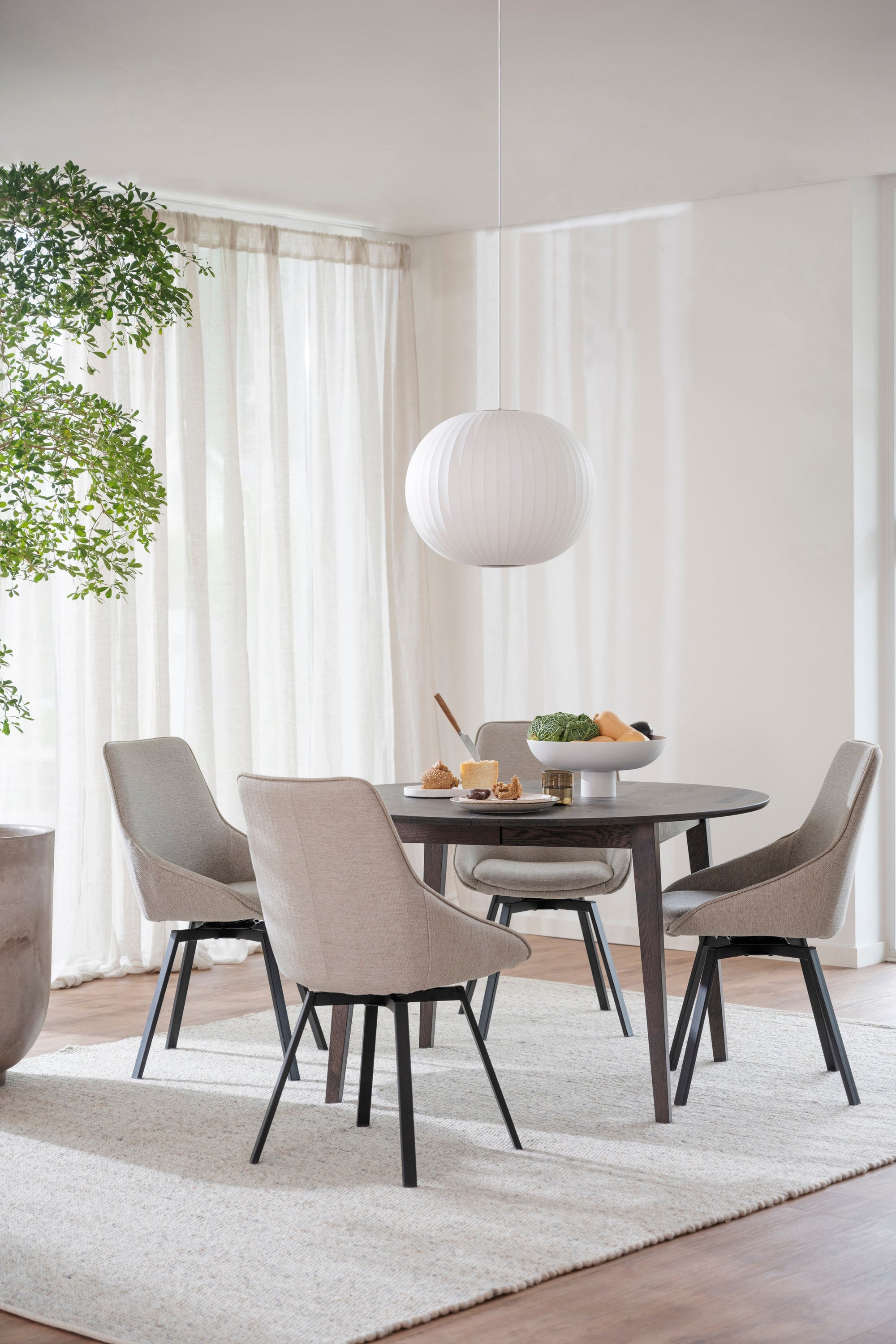 Alison Swivel Dining Chair with Metal Legs (Set of 2) – Beige Fabric / Black Metal – 6