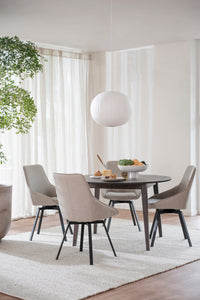 Alison Swivel Dining Chair with Metal Legs (Set of 2) – Beige Fabric / Black Metal – 6