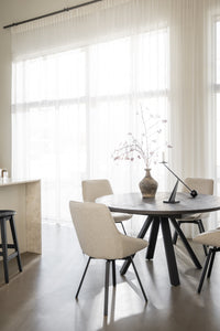 Alison Swivel Dining Chair with Metal Legs (Set of 2) – Light Beige Fabric / Black Metal – 3